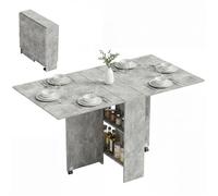 Table pliante - HOMCOM - cuisine salle à manger amovible sur roulettes 2 étagères intégrées - bois - 75x140x74cm - gris