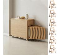 Table Pliante Interieur Ensemble Tables et chaises Pliantes for 4 à 6 Personnes, avec Rangement et roulettes, Gain de Place Tables et chaises Pliantes en Bois Massif(1 * 6 Tables Set)