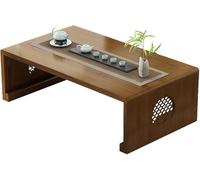 Table Pliante Japonaise Table De Sol Japonaise Table Basse en Bois Massif pour S’asseoir sur Le Sol Table Pliante Rectangulaire Table à Manger Chabudai, Walnut Color, 120 * 50 * 31cm