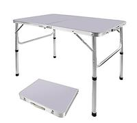 Table pliante Lucn, Table de salle à manger, 90 x 60 cm, Blanc, 2 vitesses, Hauteur réglable 37/67 cm