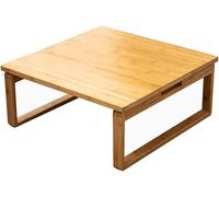 Table pliante multifonction en bambou - Table basse carrée compacte avec pieds pliants | Petite table à manger et d'art pour enfants pour un usage domestique (taille : 70 x 70 x 28,5 cm, couleur bois)