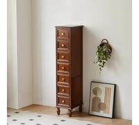 Table pliante multifonctionnelle avec 4 pieds en bois massif, tour de rangement fine et haute, commode verticale de grande capacité, meuble de sol de style rustique (marron, 7 niveaux)