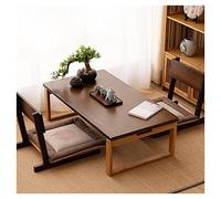 Table pliante multifonctionnelle - Bureau d'écriture solide pour une utilisation en extérieur et en intérieur - Rangement facile - Idéal pour les salons de thé, les balcons, les salons - Couleur bois