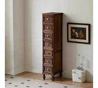 Table pliante multifonctionnelle, Commode à tiroirs de style ferme, rangement vertical avec 4 pieds en bois massif, tour de rangement étroite et haute, armoire de sol de grande capacité(Brown,7tier)