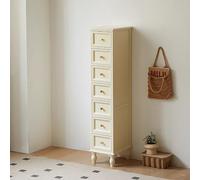 Table pliante multifonctionnelle, Commode à tiroirs de style ferme, rangement vertical avec 4 pieds en bois massif, tour de rangement étroite et haute, armoire de sol de grande capacité(White,7tier)