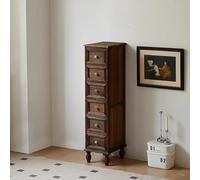 Table pliante multifonctionnelle, Commode à tiroirs de style ferme, rangement vertical avec 4 pieds en bois massif, tour de rangement étroite et haute, armoire de sol de grande capacité(Brown,6tier)