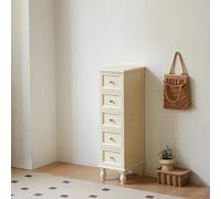 Table pliante multifonctionnelle, Commode à tiroirs de style ferme, rangement vertical avec 4 pieds en bois massif, tour de rangement étroite et haute, armoire de sol de grande capacité(White,5tier)