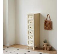 Table pliante multifonctionnelle, Commode à tiroirs de style ferme, rangement vertical avec 4 pieds en bois massif, tour de rangement étroite et haute, armoire de sol de grande capacité(White,6tier)