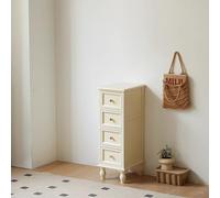 Table pliante multifonctionnelle et tour de rangement verticale, commode de ferme à 4 niveaux avec pieds en bois massif, armoire étroite et fine, grande capacité, finition blanche