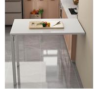 Table pliante multifonctionnelle, table à manger murale invisible sur table en bois, table murale, table à manger à la maison à retournement mural, pieds en acier peint au four,White-L75*W70cm