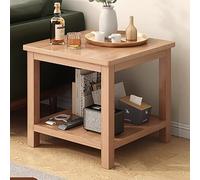 Table pliante multifonctionnelle, Table d'appoint à 2 niveaux, tables d'appoint de canapé avec étagère de rangement, petites tables carrées avec pieds en bois massif, table de chevet for chambre à cou