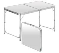 Table Pliante multifonctionnelle Table de Camping Table Pliante Table de marché Table à tapisser réglable en Hauteur Table d'appoint pour Camping dans Le Jardin pour Festivals, marchés et Plus (Blanc