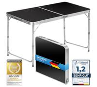 Table pliante multifonctionnelle, table polyvalente, table de camping, table pliante, réglable en hauteur, table d'appoint pour le camping dans le jardin pour les marchés (Noir: 120 x 60 cm)