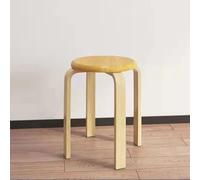Table pliante multifonctionnelle, Tabouret empilable en bois, lot de 2 tabourets ronds en bois massif, tabourets de bar portables avec coussinet en feutre antidérapant, chaise de comptoir sans dossier
