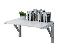 Table Pliante Murale à abattant, Bois Blanc | Bureaux rabattables pour Le Travail à Domicile, Table de Salle à Manger de Cuisine, Bureau d'ordinateur Suspendu Flottant, économie de Petits ES