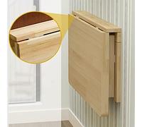 Table Pliante Murale à abattant, Bois Naturel | Bureaux rabattables pour Le Travail à Domicile, Table de Salle à Manger de Cuisine, Table Suspendue pour Balcon, Bureau Flottant pour Ordinate