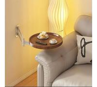 Table Pliante Murale avec Petit Plateau Rond, Bureau Rabattable - de Chevet, Extensible, Peu encombrante, étagère d'extension latérale Flottante for Salle à Manger(Walnut Colour)