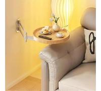 Table Pliante Murale avec Petit Plateau Rond, Bureau Rabattable - de Chevet, Extensible, Peu encombrante, étagère d'extension latérale Flottante for Salle à Manger(Natural Wood Colour)