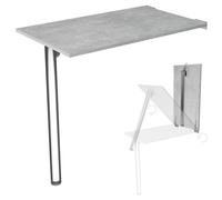 Table pliante murale avec pied Plateau 80x50 cm en aspect béton Table pliante Table de repas Table de cuisine murale Bar stable