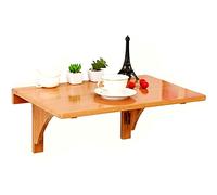 Table pliante murale - Bureau d'ordinateur et de salle à manger en bois peu encombrant avec charnière pour étude, cuisine et bureau - Établi marron (70 x 45 cm)