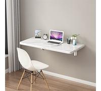 Table pliante murale compacte flottante - Imitation marbre - Bureau pour petits espaces, bureau à domicile, cuisine, écriture, salle à manger - Blanc - 120 x 40 cm