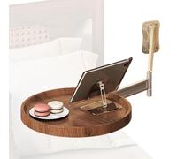 Table Pliante Murale de Chevet, Table Basse Pliable, Support de canapé réglable à 720° pour Petits espaces, Plateau Rond Flottant, Petites Tables Pliantes Peu encombrantes(Walnut)