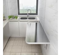 Table pliante murale en acier inoxydable pour économiser de l'espace - Bureau flottant et établi pour cuisine, buanderie, balcon - Design compact (120 x 40 cm)