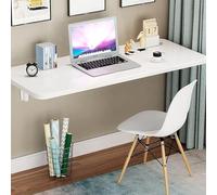 Table pliante murale en bois blanc flottant pour petits espaces, poste de travail informatique, banc de travail, cuisine, salle à manger