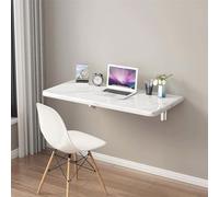 Table pliante murale flottante pour petits espaces, bureau d'ordinateur en imitation marbre et table de salle à manger, bureau d'écriture compact pour la maison, le bureau et la cuisine (blanc, 80 x