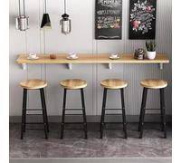 Table Pliante Murale Rabattable en Bois, Tablette à Manger Avec Support en Métal, Bureau Pliable pour Salon/Chambre/Bureau (Light Walnut Color, 100*40cm/39*15)