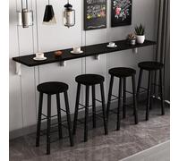 Table pliante murale rabattable en bois,tablette murale rabattable,table à manger murale Avec support en métal,bureau mural pliable table,Salon/chambre/bureau/bureau(Black,180*40cm/71*15.7in)