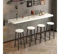 Table Pliante Murale Rabattable en Bois, Tablette Avec Support en Métal, Bureau Pliable pour Salon/Chambre (Blanc, 160*40cm/63*15.7in)