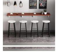 Table pliante murale rabattable en bois，tablette murale rabattable，table à manger murale Avec support en métal，bureau mural pliable table，Salon/chambre/bureau/bureau(Teak color,130*40cm/51*15.7in)