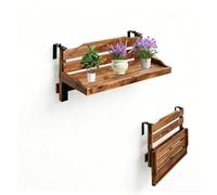 Table Pliante Murale Réglable pour Balustrade,Support pour Plantes Suspendu en Bois pour Balcon,Capacité Charge 25 kg,Adaptée aux Balcons,Cours et Terrasses de Jardin(Size:120cm,Color:Carbonisé)