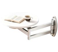 Table Pliante Murale Ronde avec Plateau, Bureau Flottant avec Support en Fer pour Petits Espaces, IdéAl pour Bureau, Salle à Manger, Cuisine Ou Bar(C)