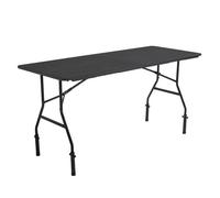 Table pliante noire 180 cm avec réhausses