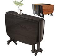Table Pliante Noire à abattants pour Une Utilisation intérieure et extérieure - Table à Manger Gain de Place avec chaises - Idéale pour Travailler, étudier et Manger - 12
