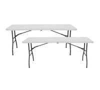 Table pliante - Orion91 - Lot de 2 - 240 cm - Blanc - Résine et Acier