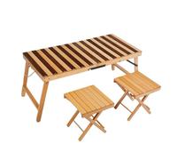 Table pliante portable avec chaises - Table de camping en bois léger pour l'intérieur et l'extérieur, idéale pour les pique-niques, les barbecues et les événements.