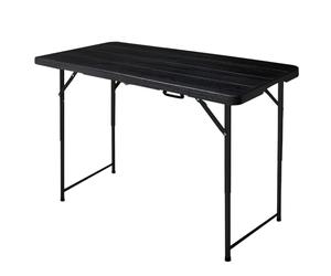 Table pliante portable avec poignée 121,9 cm pour intérieur/extérieur, idéale pour le camping, les pique-niques, les fêtes et les dîners de famille - Design multifonction noir