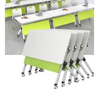 Table Pliante Portable, Lot de 4 Tables de conférence Pliantes Mobiles à Plateau Rabattable avec roulettes, Tables de séminaire Mobiles pour réunions et événements de Bureau 47.2