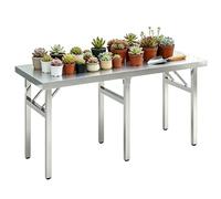 Table pliante portative en acier inoxydable, station de préparation de travail pliable de qualité commerciale, établi d'extérieur robuste le service alimentaire la cuisine à domicile(150x50x75cm)