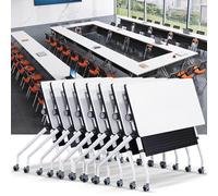 Table Pliante pour Salle de conférence - Tables de réunion Mobiles à Plateau Rabattable, pour séminaires, Formations, conférences, avec roulettes, pour la Maison, Le Bureau, la Salle de CLAS