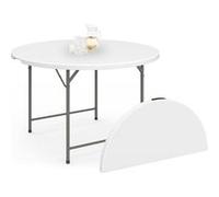IDMarket - Table Pliante d'appoint Portable Ronde 122 cm pour Camping ou réception avec Housse Blanche