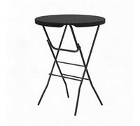 Table pliante ronde 80cm noire, lot de 2 bistro avec pieds télescopiques | Montage sans outils en quelques secondes, verrouillage de sécurité automatique, se plie à 5 cm pour un rangement facile