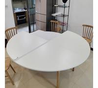 Table pliante ronde extensible en bois de 130 cm pour 10 à 20 personnes, utilisation en intérieur et en extérieur, design en 4 pièces, extension blanche pour salle à manger et événements