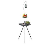 Table pliante ronde, table de camping pliante - Table ronde de camping avec porte-lampe - Acceptez les accessoires de camping sur la plage compacte, outil de randonnée pe