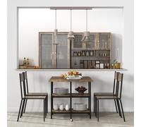 Table pliante roulant HOMCOM 140x80cm en bois rustique avec 2 étagères capacité 2-6 personnes cadre en acier brun