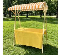 Table Pliante Stand de Vente Pliable Cadre en Bois Massif Tissu Oxford Imperméable roulettes 360° pour Marchés Nocturnes Événements Outdoor et Commerces Détaillants(Yellow,150cm)