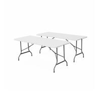 Lot de 2 tables de réception. pliables 180cm. table pliante avec poignée de transport. table de camping
